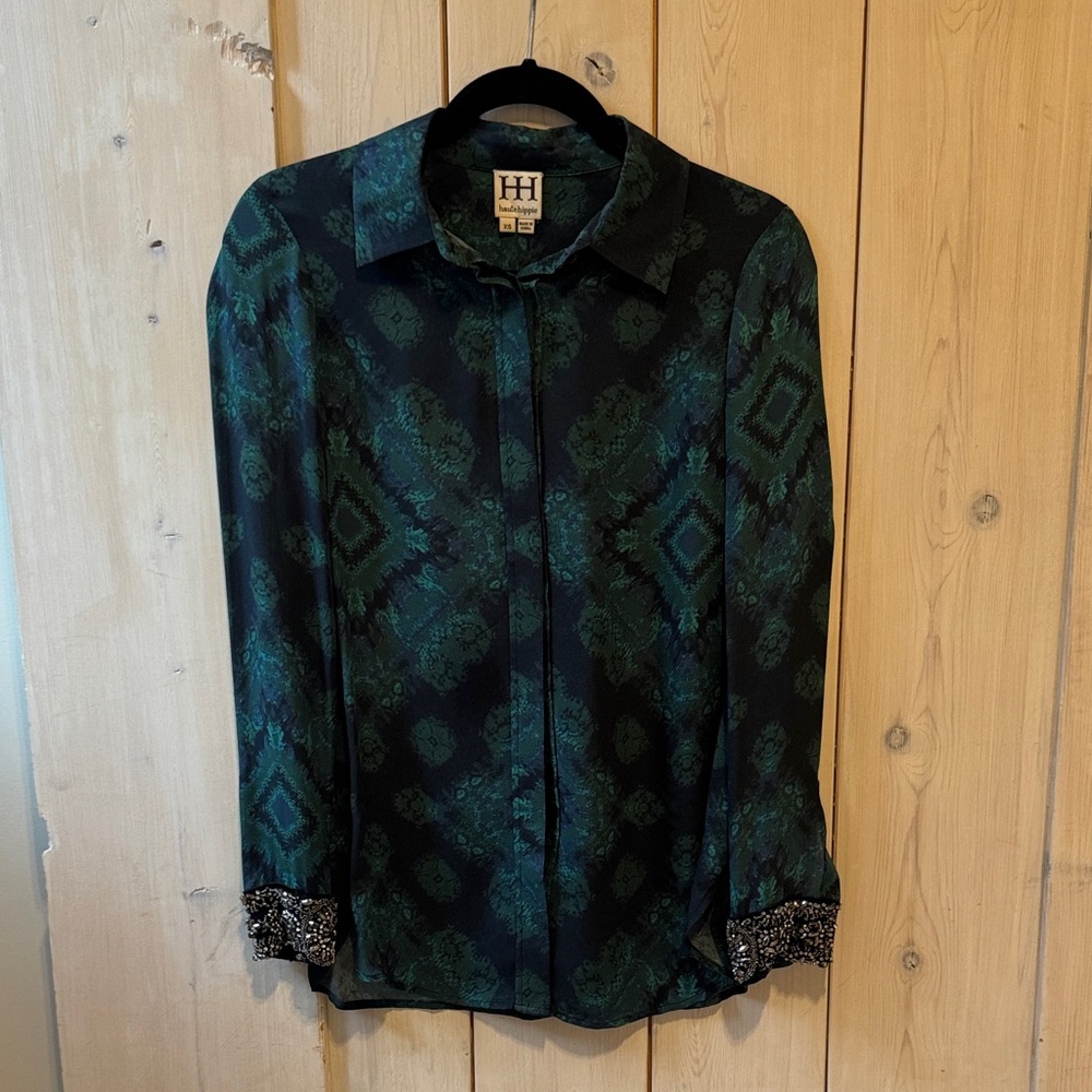 Haute Hippie Black and Green Blouse
